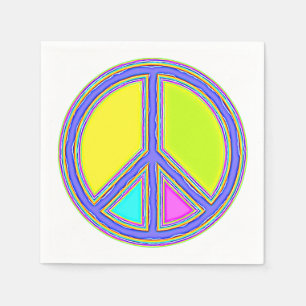 Serviette En Papier Symbole PAIX avec des couleurs remplies