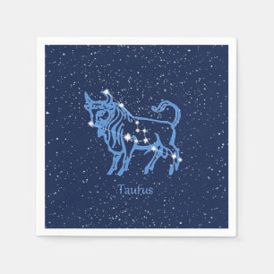 Serviette En Papier Symbole Taurus Constellation et Zodiaque avec éto