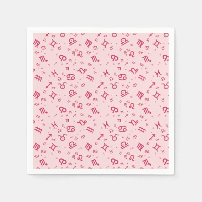 Serviette En Papier SYMBOLE Zodiaque Astrologie Rose (Devant)