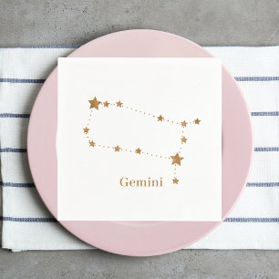 Serviette En Papier SYMBOLE Zodiaque Moderne Gemini Or   Air de l'élém