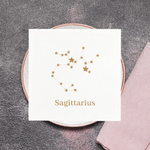 Serviette En Papier Symbole Zodiaque moderne Sagittaire Or  Feu d'élém