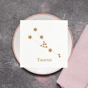 Serviette En Papier SYMBOLE Zodiaque Moderne Taurus Or   Élément Terre