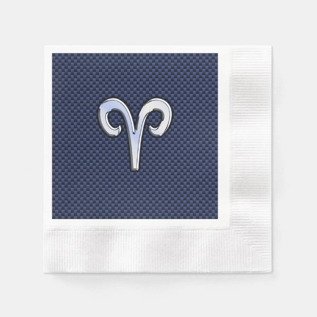 Serviette En Papier SYMBOLE Zodiaque Silver Aries Style carbone de la  (Devant)