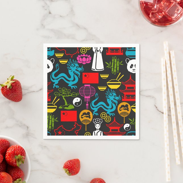 Serviette En Papier Symboles chinois serviettes (Créateur téléchargé)