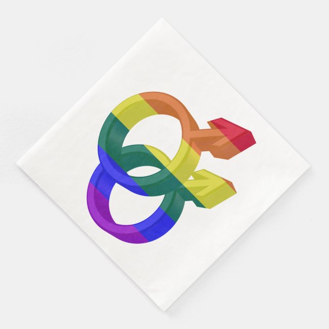 Serviette En Papier Symboles de la Fierté de couple masculin Arc-en-ci (Coin)