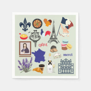 Serviette En Papier Symboles de la France