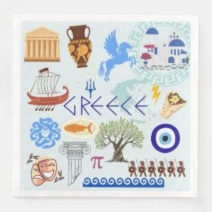 Serviette En Papier Symboles grecs Amateurs de voyage