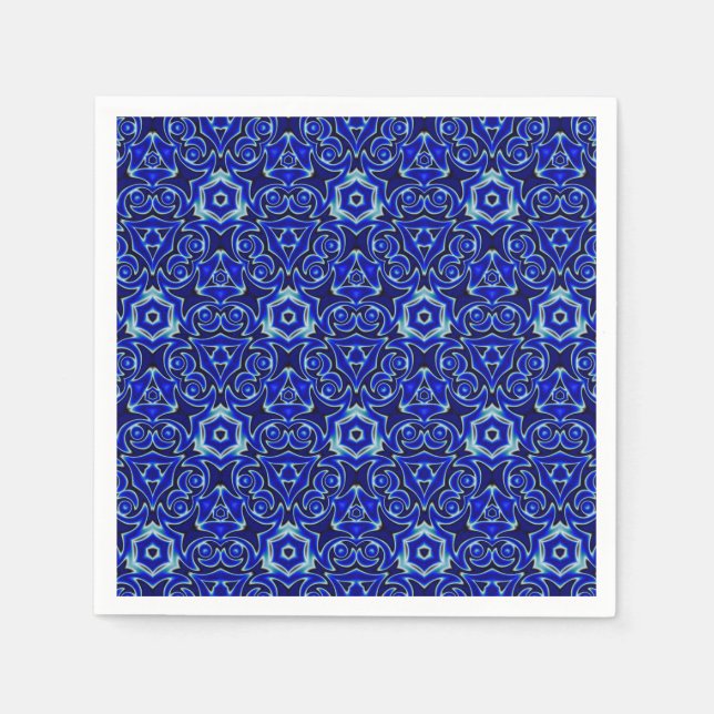 Serviette En Papier Symétrie Carrelée Motif textile marocain (Devant)