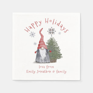Serviette En Papier Sympa Gnome Arbre de Noël Nom Joyeux Fêtes