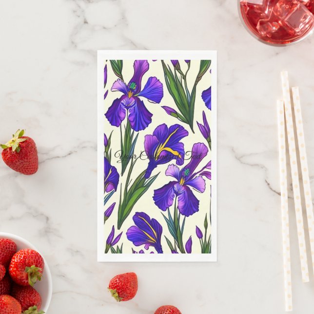 Serviette En Papier Symphonie de jardin : Iris Floral (En situation)