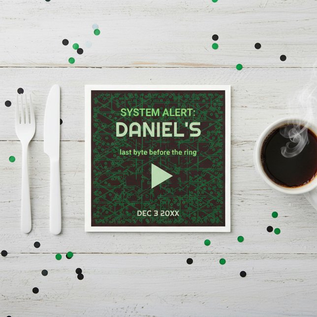 Serviette En Papier System Alert Hacker Bachelor Party Napkins (Créateur téléchargé)