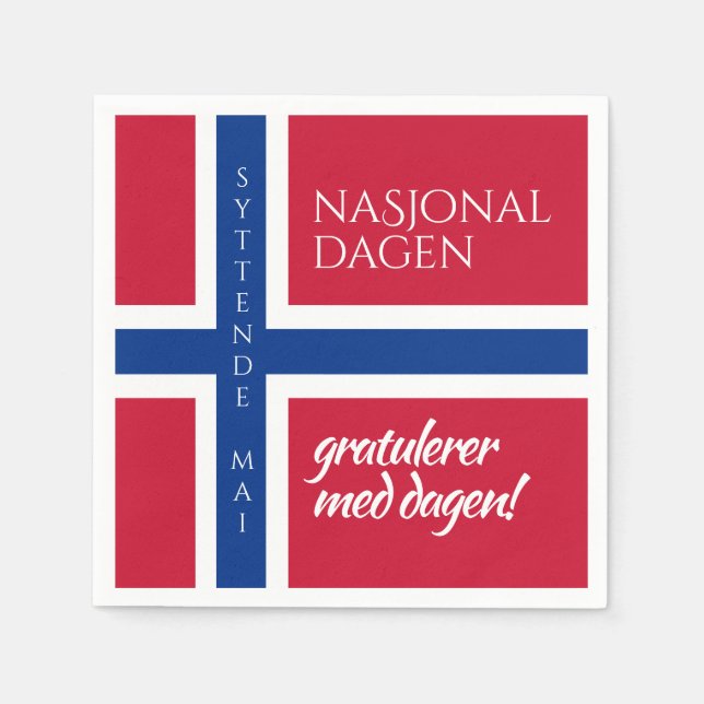 Serviette En Papier Syttende Mai 17 mai Drapeau de la Journée national (Devant)