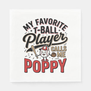 Serviette En Papier T-Ball Poppy Vintage Gravure Design de T-Shirt_1