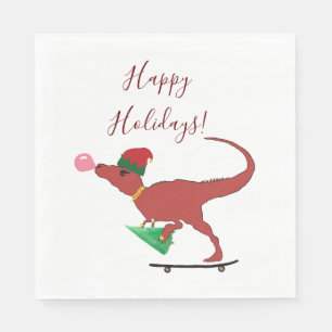 Serviette En Papier T-rex Père Noël