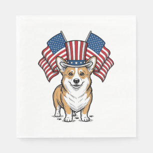 Serviette En Papier T-shirt avec gravure vintage de chien Corgi patrio