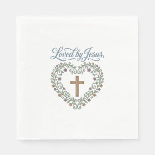Serviette En Papier T-shirt chrétien à croix florale aimé de Jésus Des