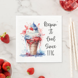 Serviette En Papier T-shirt crème glacée Patriotique 4 juillet
