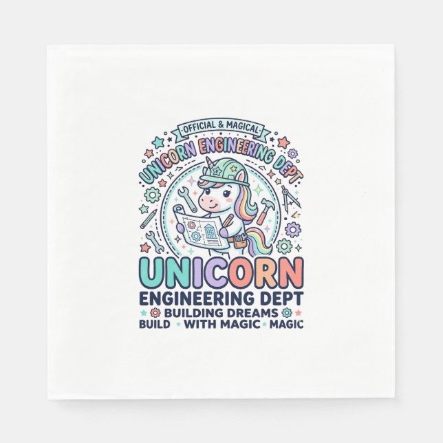 Serviette En Papier T-Shirt D Licorne Département d'ingénierie Typogra (Devant)