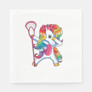 Serviette En Papier T-shirt Dabbing Unicorn Lacrosse Drôle Lin Lâché
