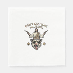 Serviette En Papier T-shirt design de gravure vintage Jésus Possum drô