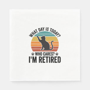 Serviette En Papier T-Shirt Dessin Citation Drôle Chat Retraité Couche