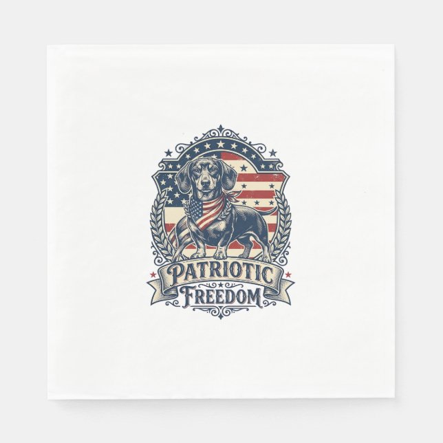 Serviette En Papier T-shirt graphique vectoriel du dachshund patriotiq (Devant)