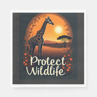 Serviette En Papier T-shirt sans manches de la girafe de la savane