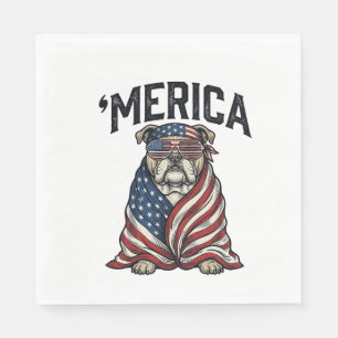 Serviette En Papier T-shirt vectoriel vintage 'Merica Bulldog patrioti