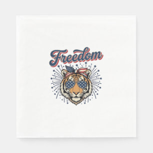 Serviette En Papier T-shirt vintage gravure Freedom Tiger patriotique_