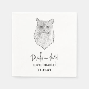 Serviette En Papier Tabby Chat Boissons personnalisées sur les serviet