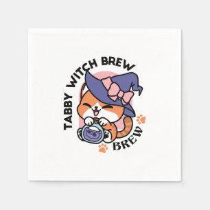 Serviette En Papier Tabby Witch Brew – Joli design de chat pour Hallow