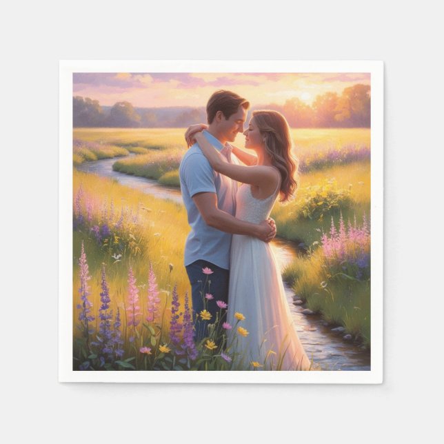 Serviette En Papier Table au coeur : Un conte de serviette" (Devant)