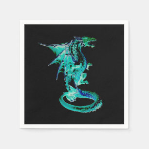 Serviette En Papier Table de fête mythique fantaisie océan dragon bleu