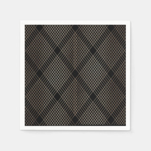 Serviette En Papier Table de Mariage en or noir géométrique diamant