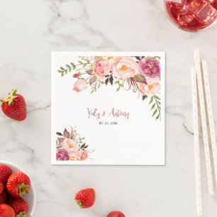 Serviette En Papier Table de réception de style jardin de roses blush