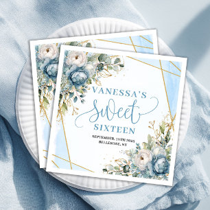 Serviette En Papier Table tendance Sweet Sixteen bleu poussiéreux verd