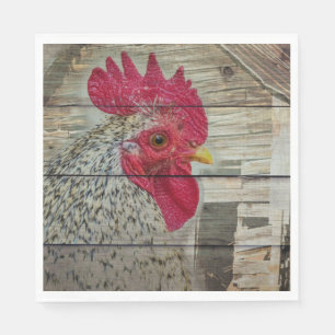 Serviette En Papier Tableau de la grange de poulet rustique Rooster