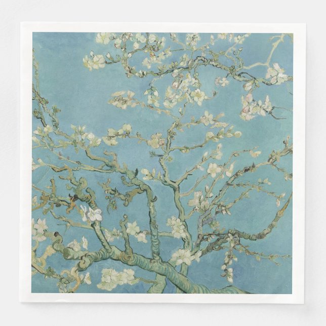 Serviette En Papier Tableau des fleurs d'amandes de Van Gogh (Devant)