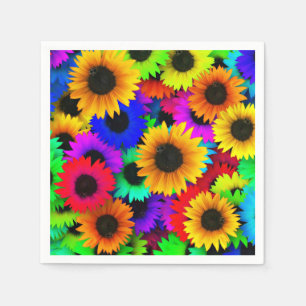 Serviette En Papier Tableau joyeux de tournesols colorés