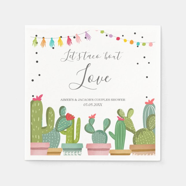 Serviette En Papier Taco Amour Fiesta Serviettes pour Enterrement de V (Devant)