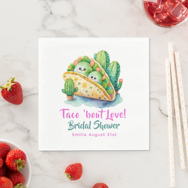 Serviette En Papier Taco 'Bout Love ! Fête des mariées dernière (En situation)