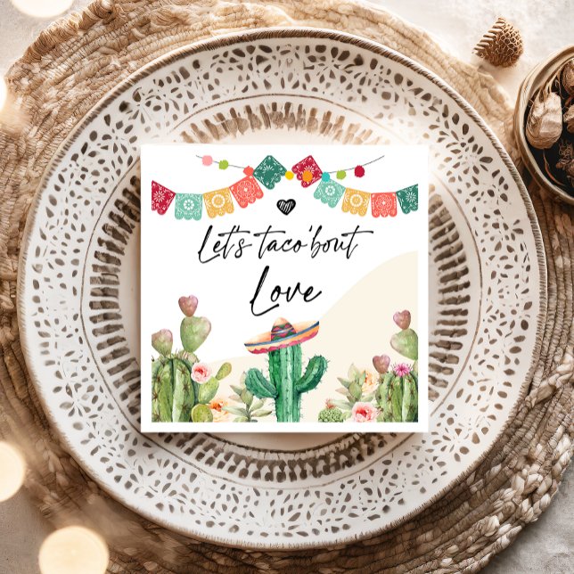 Serviette En Papier Taco Bout Love Fiesta Aquarelle Cactus Douche (Créateur téléchargé)