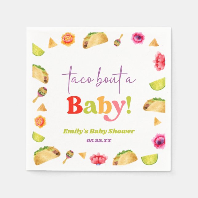 Serviette En Papier Taco Bout Un Bébé ! Baby shower Fiesta (Devant)