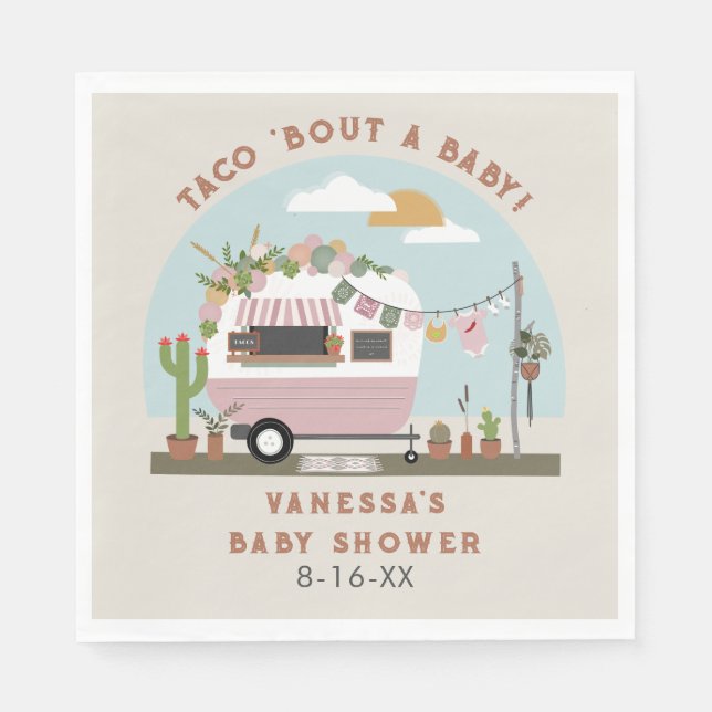 Serviette En Papier Taco Bout Un Bébé Boho Camper Baby shower Fille (Devant)
