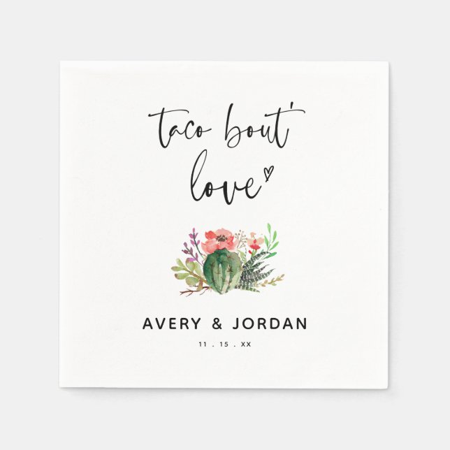 Serviette En Papier Taco moderne Bout Love Cactus Mariage Succulent (Devant)