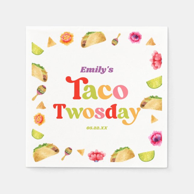 Serviette En Papier Taco Twosday Taco Mardi 2ème anniversaire (Devant)