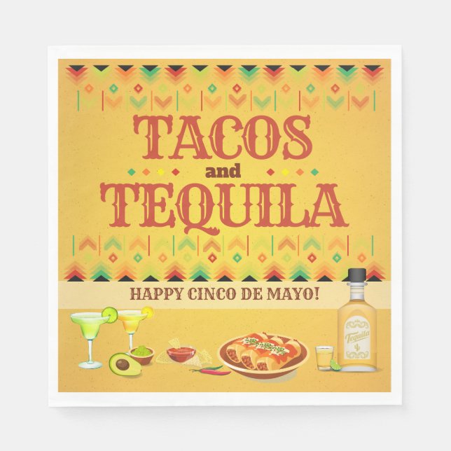 Serviette En Papier Tacos et Tequila Cinco de Mayo Fiesta mexicaine (Devant)