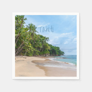 Serviette En Papier Tahiti Sand Beach Ciel bleu Palmiers
