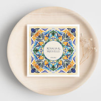 Talavera azulejo bleu vintage monogramme mexicain