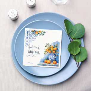 Serviette En Papier Talavera bleu chinoiserie citrus nuptiale